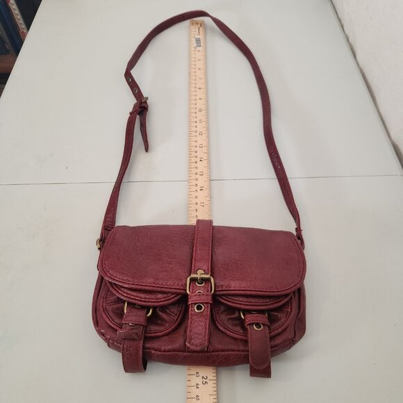 The Many Moods of Poppie Jones Crossbody Bag Burgundy Shoulder Purse Buckle Pock - Picture 15 of 16